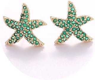CZ Starfish Stud Earrings with Push Back in Bronze, Perfect for Women and Girls - Colourful & Hypoallergenic