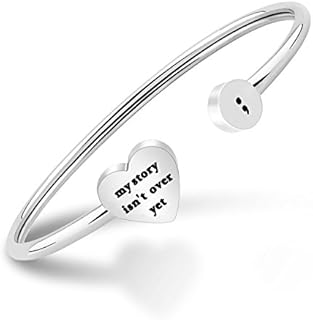 Buckle Clasp Infant Cuff Bracelet with 'My Story Isn't Over Yet' Design for Suicide Prevention Support- Stainless Steel