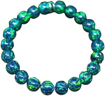Natural Black Emerald Opal 8mm rondelle smooth 7inch Semi-Precious Gemstones Beaded Bracelets for Men Women Healing Crystal Stretch Beaded Bracelet Unisex