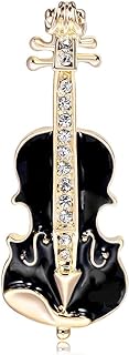 Violin Brooch Fashion Musical Instrument Brooch Pin Cartoon Oil Drop Musical Instrument Alloy Rhinestone Brooch Corsage Art Deco Brooch Pin Fashion Enamel Violin Jewelry Gift Coat Lapel Accessories
