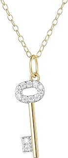 Amazon Essentials 1/10 CT TW Diamond Key Necklace in Sterling Silver (previously Amazon Collection)