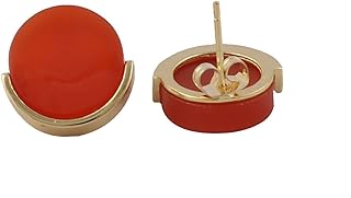 Wholesale Round Shape Brass Gold Plated Jewelry | Carnelian Gemstone Push Back Stud Earring | Handmade Earring For Women | 1425)8F