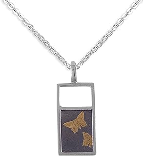 Handcrafted 22k Gold and Sterling Silver Butterfly Pendant Necklace with Spring Ring Clasp for Women, Made in Peru, No Gemstone