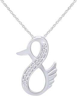 Jewel Zone US Natural Diamond Duck Infinity Pendant Necklace 14k Gold Over Sterling Silver (1/10 Ct)