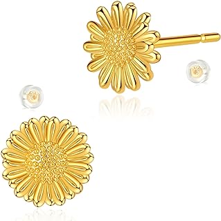 MRSXIA Stud Earrings for Women 18K Gold Filled Small Simple Delicate Hypoallergenic Ear Jewelry