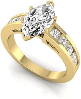 2.50 Carat Marquise Lab Grown Diamond (2.00 ct, E, VVS2) IGI Certified 14K Gold Womens Solitaire Accent Wedding Engagement Ring