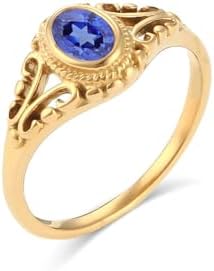 Vintage Oval Cut Sapphire Filigree Engagement Ring in 10K/14K/18K Gold for Women - Art Deco Statement Promise Ring Gift for Her/Wife