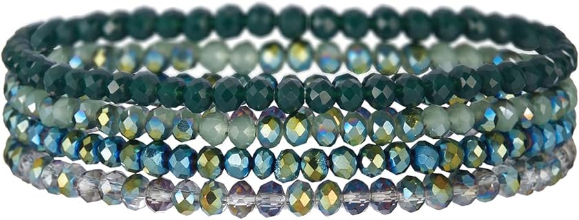ESROVER Bracelet en Perle de Rocaille, élastique et multicouches, avec cristaux élégants de 7 pouces, parfait pour femmes élégantes et modernes