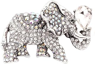 Silver Elephant-Shaped Brooch with Crystal Diamonds and Pin Clasp for Girls