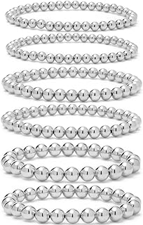 14K Gold Beaded Bracelets Trendy Stackable Dainty Ball Bracelet Stretch Bead Wrap Layered Bracelet Jewelry For Women