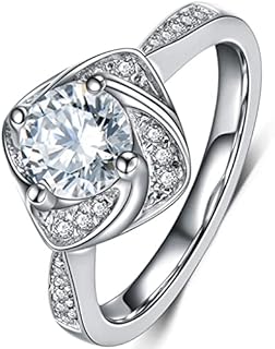 Jude Jewelers Platinum Plated Simulated Cubic Zircon Diamond Solitaire Wedding Engagement Proposal Ring