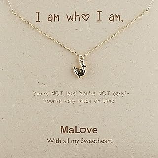 Lovely Simple Daily Tiny Small Dainty Delicate Happy Duck Inspirational Pendant Necklace, Handmade Gold Tone Plated Pendant Necklace Jewelry Gift for Women