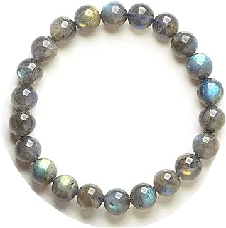 Spring Ring Clasp Labradorite Bead Bracelet with Bead Chain - Natural Labradorite Charm for Men and Women - Round Design