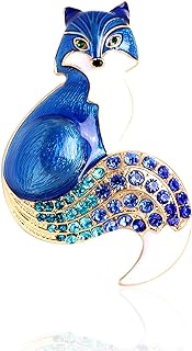 Elegant Stainless Steel Fox Brooch for Women with Pin Clasp, Enamel Finish & Rhinestone Embellishment