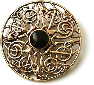 LynnAround Vintage brooches Bronze Norse Filigree Celtic Knot Black Stone Thailand Jewelry