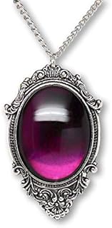 Purple Cabochon in Antiqued Silver Finish Pewter Frame Pendant Necklace
