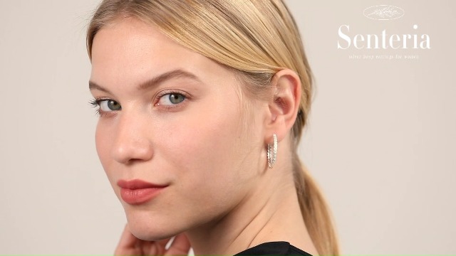 Senteria Sterling Silver Hoop Earrings for Women Heart Silver Hoops Earrings With Cubic Zirconia Small Medium Silver Hoop Earrings Hypoallergenic Silver Cubic Zirconia Hoop Earrings 30mm