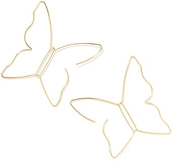 ANDPAI Bohemian Gold Butterfly Dangle Earrings with Push Back for Women - Zinc Metal