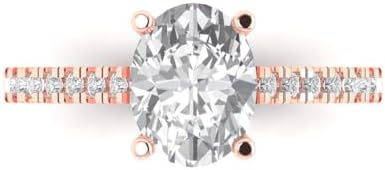 Clara Pucci 2.21 ct Oval Cut White Sapphire 14k Gold Solitaire with Accents Wedding Engagement Bridal Promise Ring