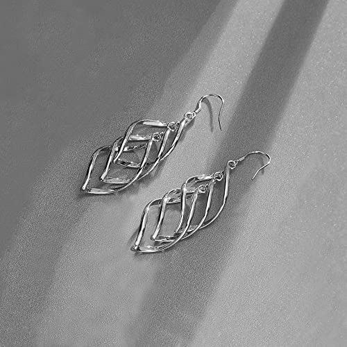 14K Gold Plated Sterling Silver Dangle Earring Long Linear Drop Earrings for Women Girls