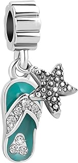 TGLS Beach Charm Starfish Flip Flop Slipper Beach Chair Beads Compatible With Pandora Charms Bracelets