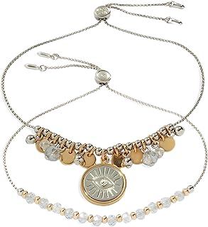 Expandable Evil Eye Bolo Bracelet Set by Alex and Ani, Two-Toned Brass, for Unisex, Unique Design