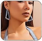Denim Hoop Earrings Simple Exaggerated Big Desim Earrings BlueSimple Exaggerated Large Earrings Jewelry for Women Girls