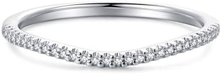 Chevron Wedding Ring with Moissanite Gem for Women, V-Shaped Sterling Silver Design