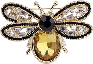 Vintage Rhinestone Crystal Bee Brooch Pin with Pin Clasp, Gold Plated Animal Inspired Design Jewelry