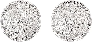 Vintage Round Button Clip On Earrings Non Pierced Earrings Gold Silver Clip Earrings Big Hammered Disc Clip Earrings Hammered Dome Half Hoop Clip On Earrings Jewelry for Women Girls