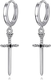 Celtic Sword Knot Sterling Silver Dangle Drop Earrings - Striking Goth Punk Irish Jewelry Gifts for Men, Women, Boys, and Girls - Hypoallergenic, No Gemstone Earrings with Ancient Symbolism