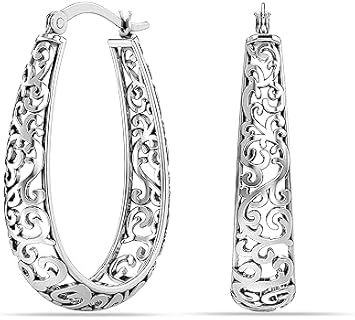 LeCalla 925 Sterling Silver Chunky Hoop Earrings for Jewelry Gifts | Hypoallergenic Medium & Large Click-Top Italian Earring Hoops for Women