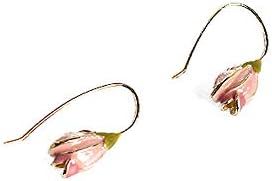 Vintage Temperament Tulip Flower Earrings Tiny Dainty Lightweight Rose Floret Bud Drop Dangle for Women Girls Daily Jewelry