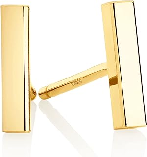 Minimalist 14k Gold Polished Stud Bar Line Stick Earrings, (8.5mm X 2mm)