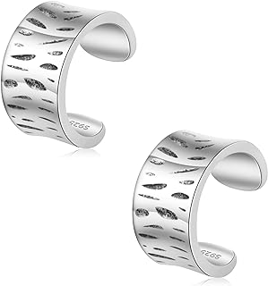 Sterling Silver Snap Back Ear Cuff Earrings for Women, Minimalist Line Design, No Gemstone, Hypoallergenic 925 Sterling Silver, Chic & Artsy