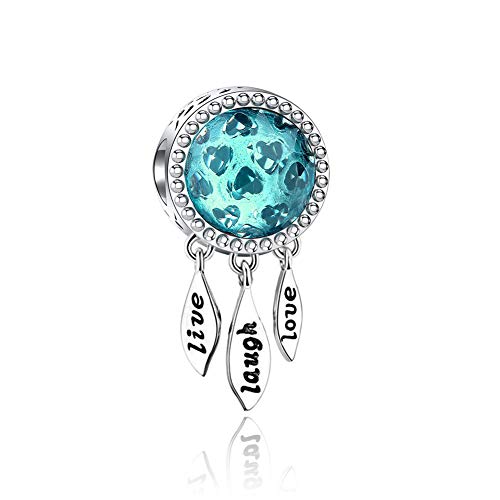 CharmSStory Sterling Silver Live love Laugh Synthetic Birthstone Charm Bead for Bracelet