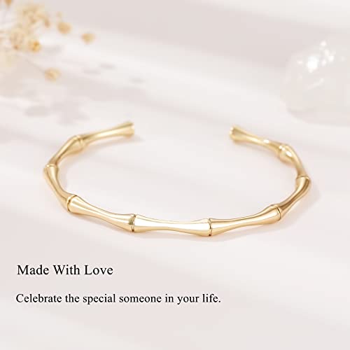 Gold Plated Bangle Bracelets for Women Adjustable Charm Bracelets Cute Bamboo Design Gold Bracelet for Women and Girls