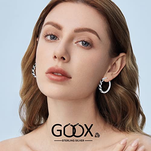 Sterling Silver Earrings, 925 Sterling Silver Hoop Earrings for Women Cubic Zirconia White Gold Plated Hypoallergenic Silver Earrings for Women Trendy Graduation Birthday Party Jewelry Gifts