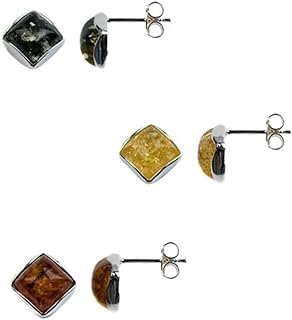 Ian and Valeri Co. Multicolor Amber Square Stud Earrings Set