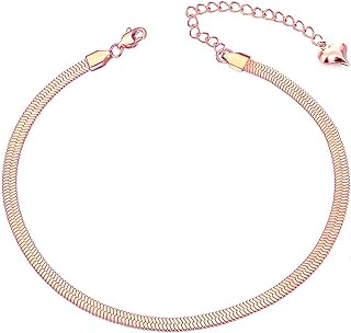 QJLE Gold Anklets for Women Waterproof,18K Gold Plated Anklet for Women Snake Chain Link Dainty Ankle Bracelets Summer Beach Jewelry…