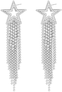 Star Earrings Dangle Silver Star Earrings for Women 14K Gold Star Sparkly Earrings Long Dangle Y2k Earrings Jewelry…