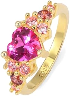 Purple Heart Cubic Zirconia Engagement Ring in Sterling Silver for Women - Delicate Love Symbol, Ideal for Promises, Special Occasions, and Mother's Day Gifts