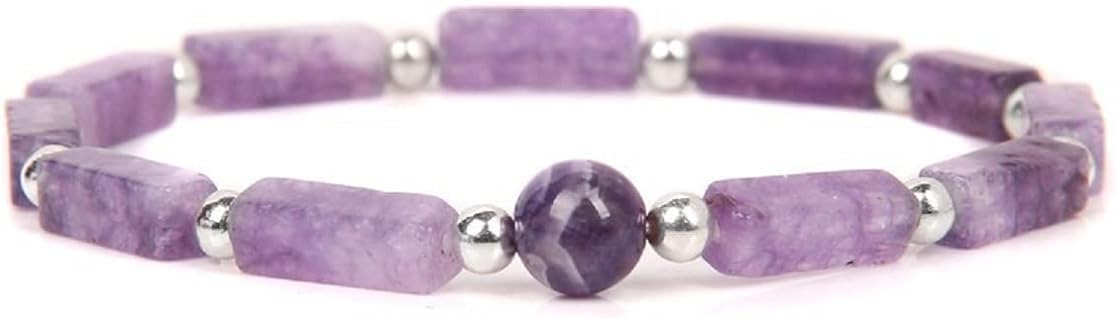 Fuqimanman2020 Natural Purple Stone Body-purify Stretch Bracelet Amethyst Healthy Weight Loss Chakra Energy Healing Crystals Slimming Gemstone Quartz for Women Unisex Jewelry