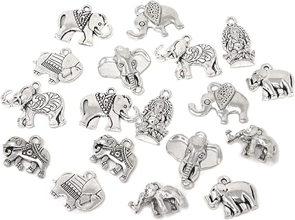 Honbay 18PCS 9 Styles Antique Silver Alloy Elephant Animal Charms Pendant Bead Charms for Jewelry Making or DIY Crafts for Keychains, Earrings, Bracelets, Necklaces, Jewelry Making and DIY Crafts
