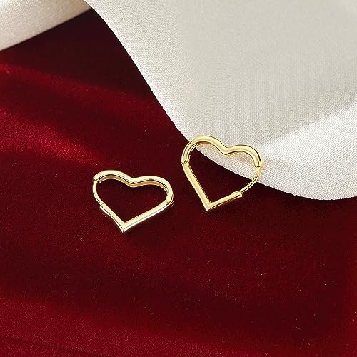 925 Sterling Silver 1.6CM Heart Hoop Earrings for Women Teen Girls Minimalist Hoop Earrings Sweet Love Heart Earrings Drop