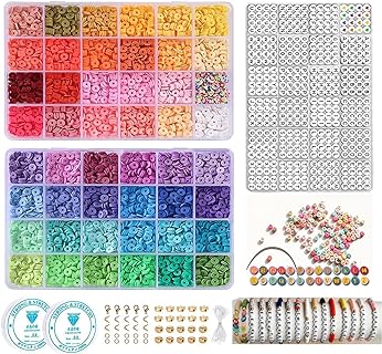Duzziyyaa Clay Bead Bracelet Kit in Vibrant Colors with Elastic Strings for Teen Girls - Round Design, 10900Pcs Friendship Craft Gift Set