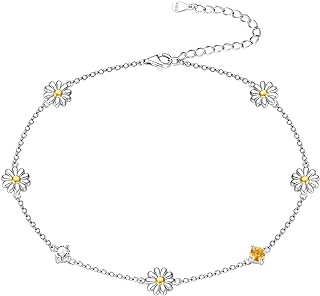 Dainty Daisy Cubic Zirconia Anklet in 925 Sterling Silver - Hypoallergenic Summer Jewelry for Women and Girls