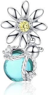 Mushroom 925 Sterling Silver Charms Red Enamel Green Plant Flower Bellflower Cactus Charms Color Crystal Spacer Beads for Pandora Charm Bracelet