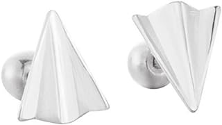 20G Tiny Paper Airplane Ball Cartilage Stud Earrings for Women Girls S925 Sterling Silver Hypoallergenic Mini Cute Plane Studs Tragus Screw Back Post Airline Jewelry Dainty Gifts Souvenir