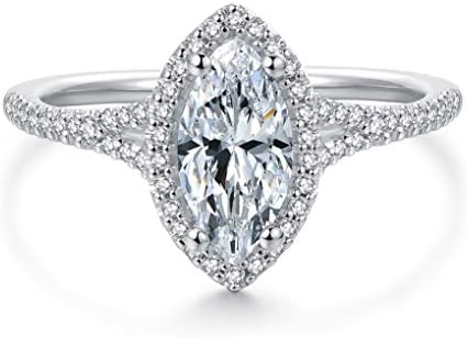 Moissanite Rings 1 Carat Marquise Cut Moissanite Engagement Ring D Color VVS Moissanite Rings